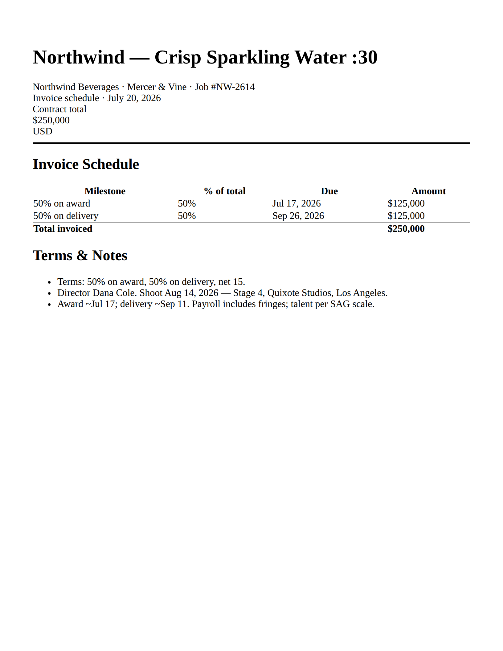 The printed cash-flow report produced by Wrkbk